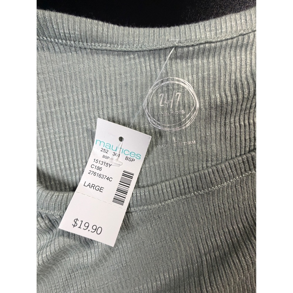 Maurices 24/7 Womens Ribbed Short Sleeve T-Shirt Sage Green Large NWT K14 - Picture 2 of 6